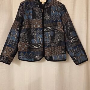 Phenix Blue and Brown Patchwork Blazer